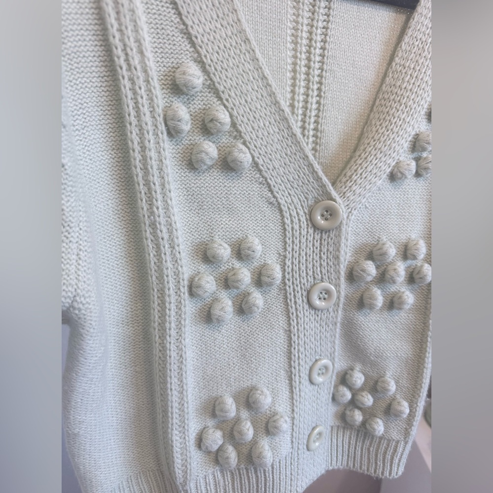 Like New Bohme Cropped Short Sleeve Cardigan Sweater in Light Green - Size Large - Picture 4 of 10